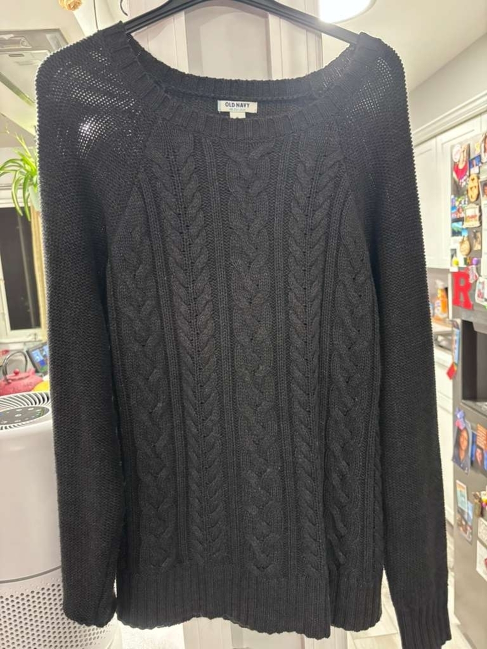 Old Navy Black Cable-Knit Crewneck Sweater